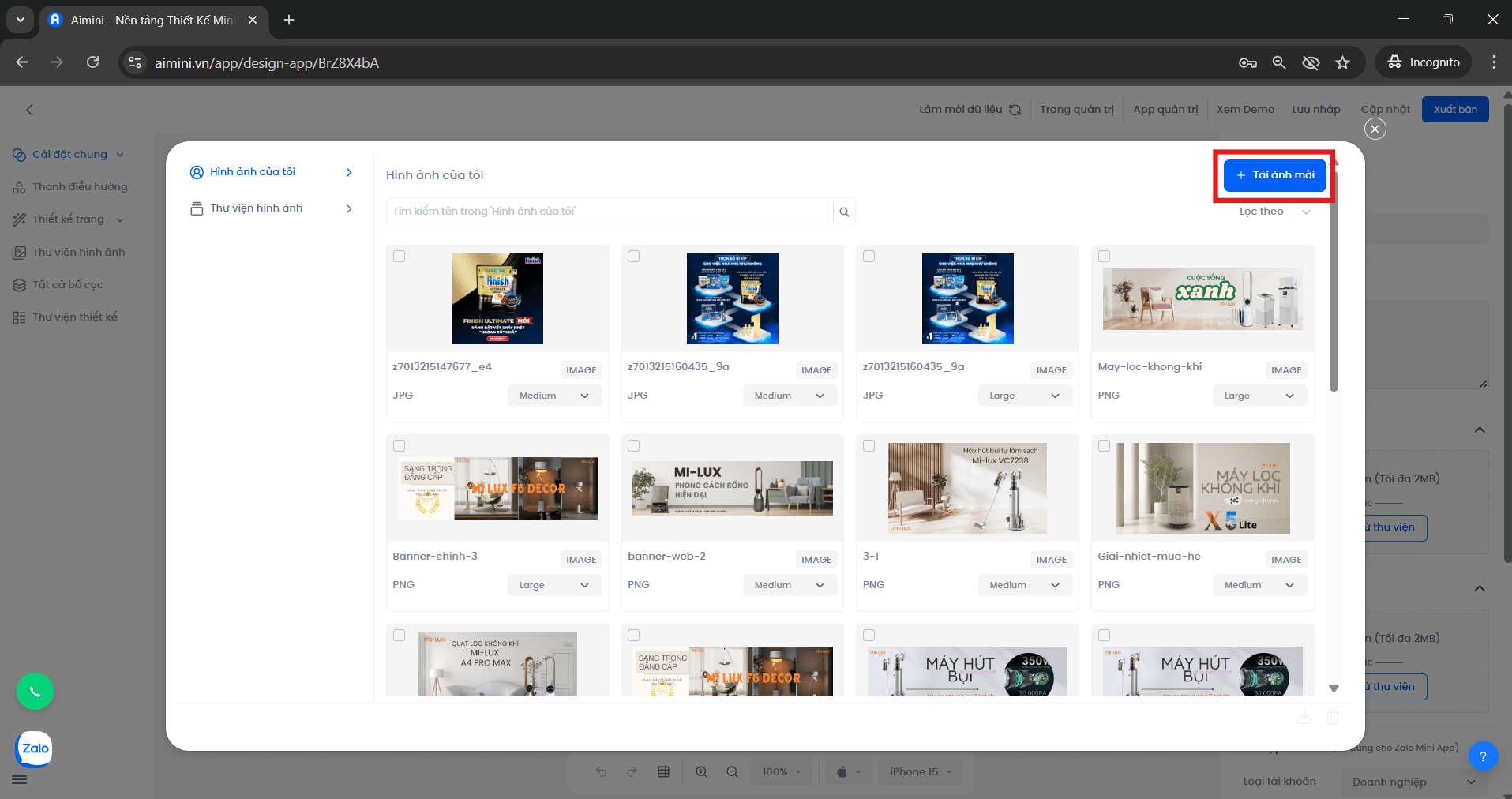 Nút Tải ảnh mới Nút Tải ảnh mới trong thư viện hình ảnh