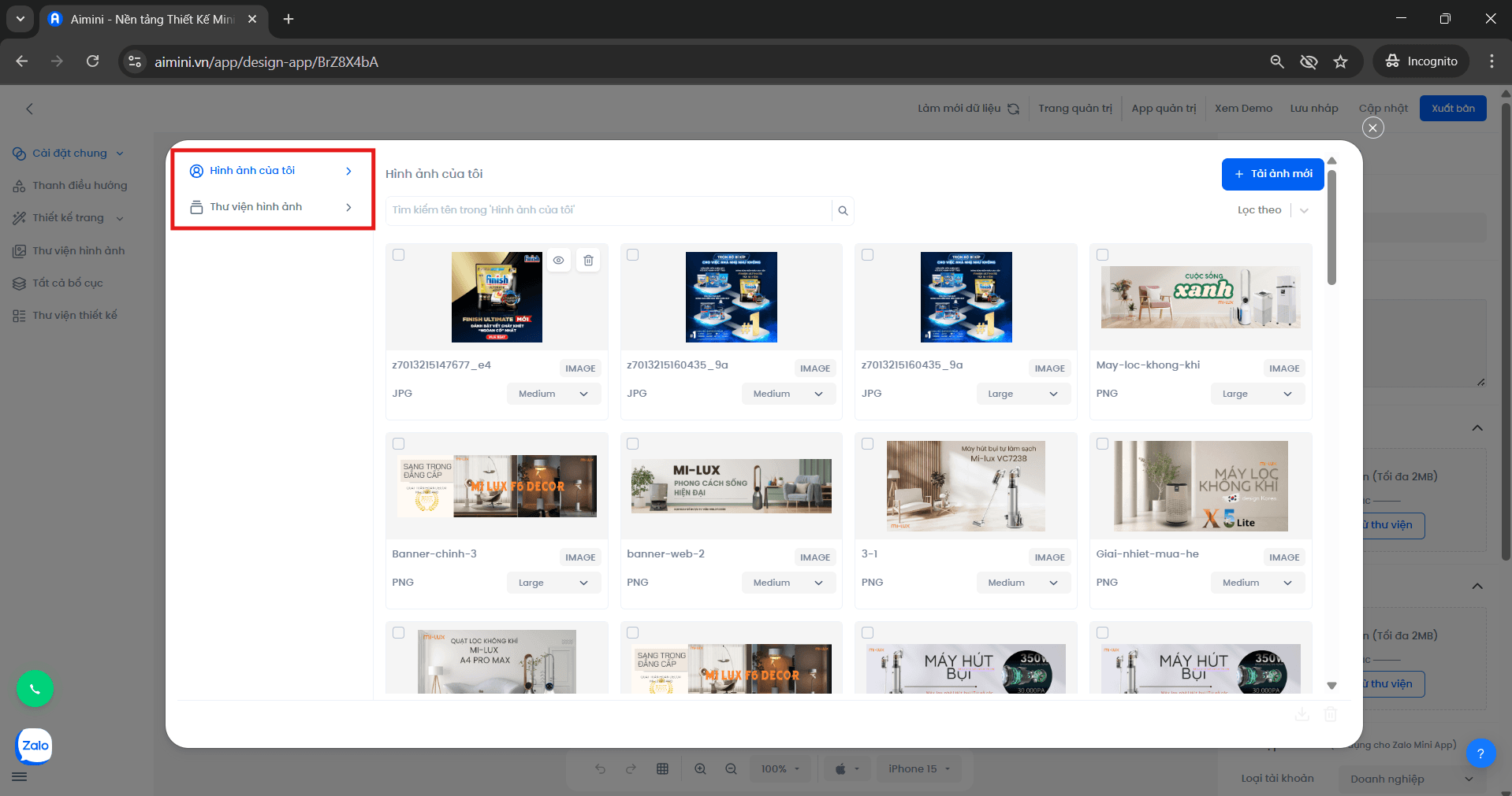 Thư viện ảnh hệ thống Thư viện ảnh mẫu do hệ thống cung cấp