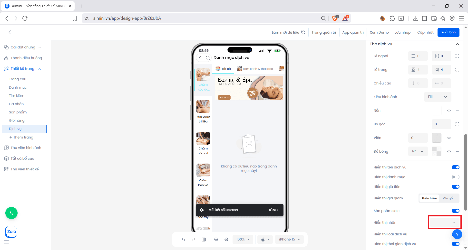 Kiểu nút đặt lịch Tùy chọn hiển thị nút đặt lịch dạng icon hoặc button trong Booking