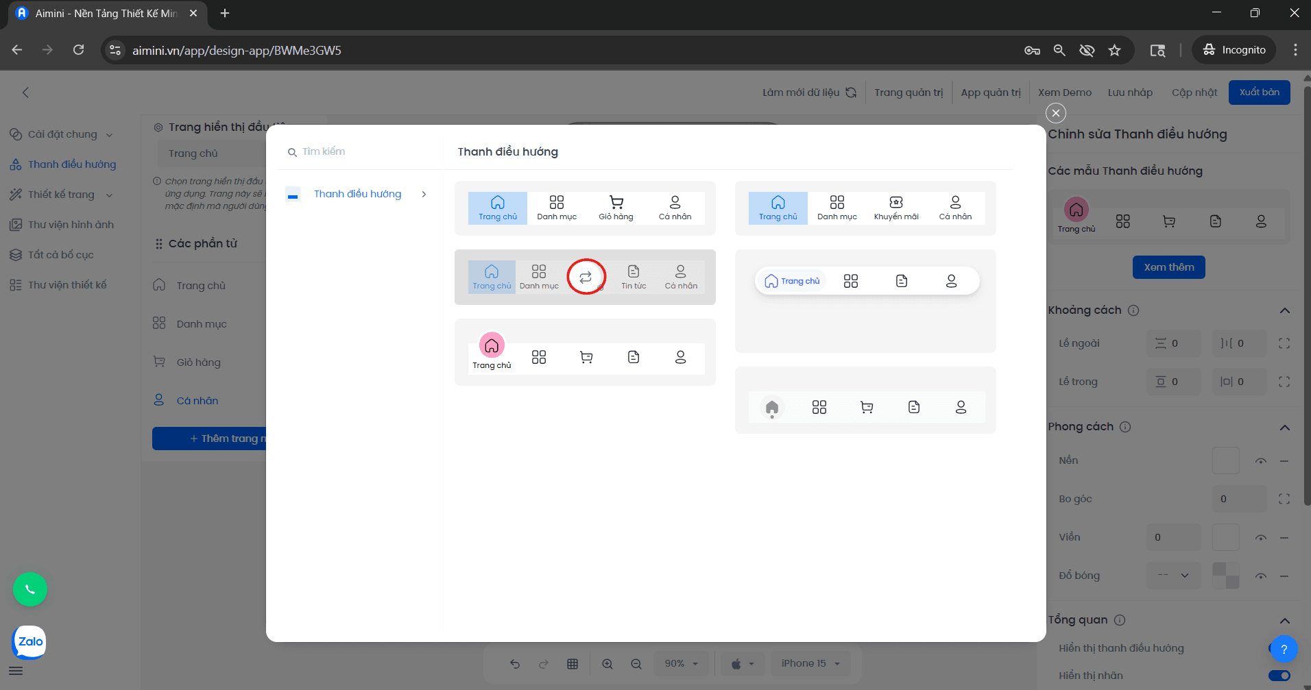 Thay đổi mẫu thanh Navigation Bar