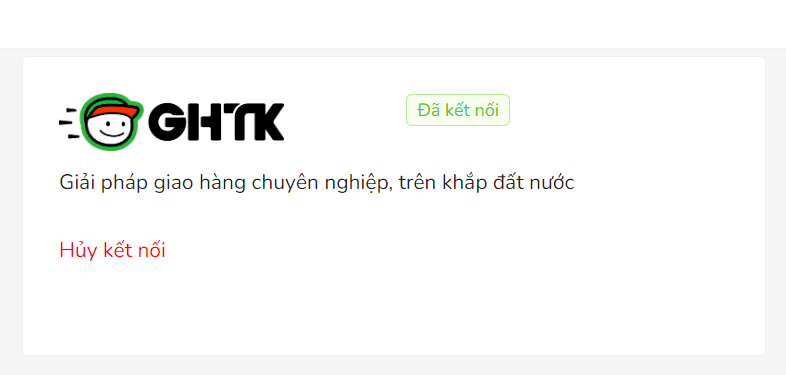 Kết nối GHTK thành công