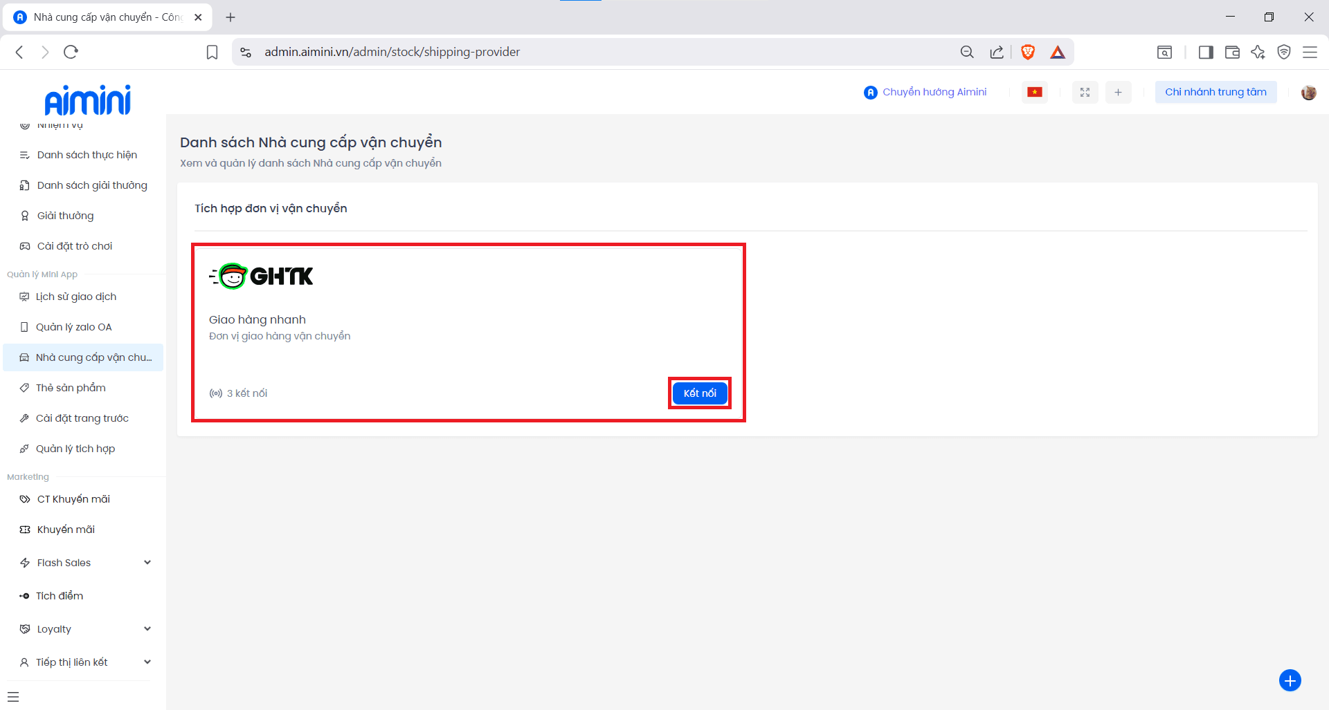 Kết nối GHTK trong POS
